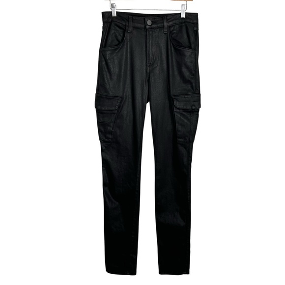 Monfrere Mens Preston Coated Noir Cargo Skinny Jeans Sz 32 Black Designer